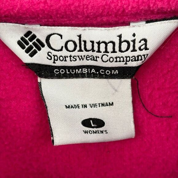 Columbia Fleece Full Zip Jacket Stand Up Collar Pink Women's Large - Picture 3 of 10